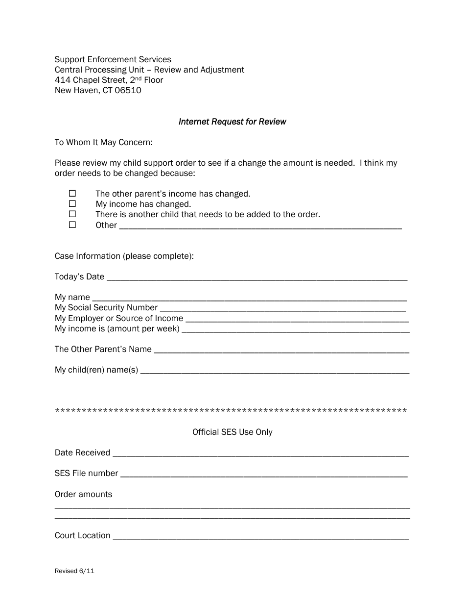 Internet Request for Review - Support Enforcement Services - Connecticut, Page 2