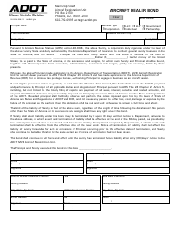 Document preview: Form 05-0504 Aircraft Dealer Bond - Arizona
