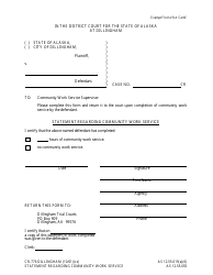 Document preview: Form CR-776 Statement Regarding Community Work Service - City of Dillingham, Alaska