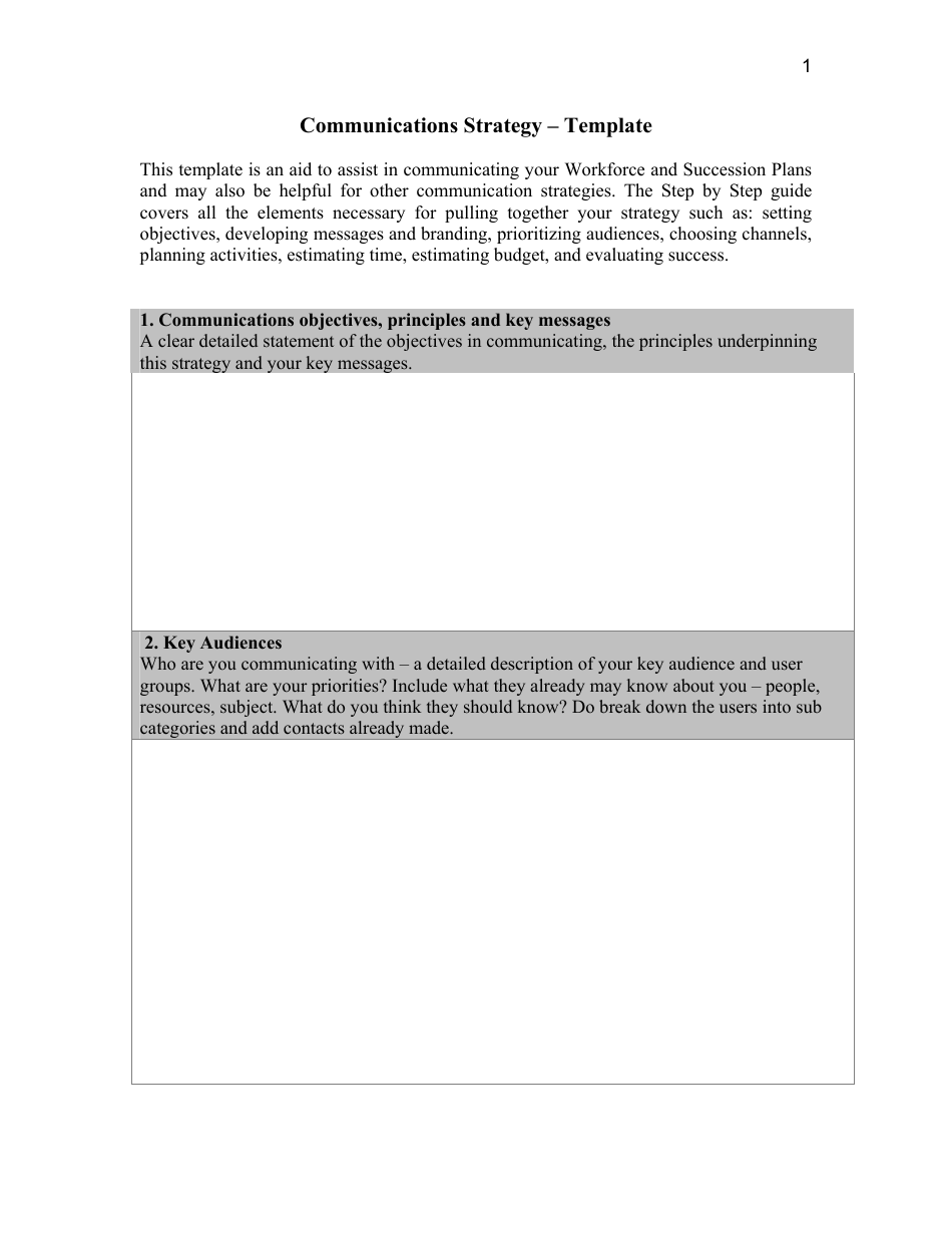 Communications Strategy - Template - Delaware, Page 1