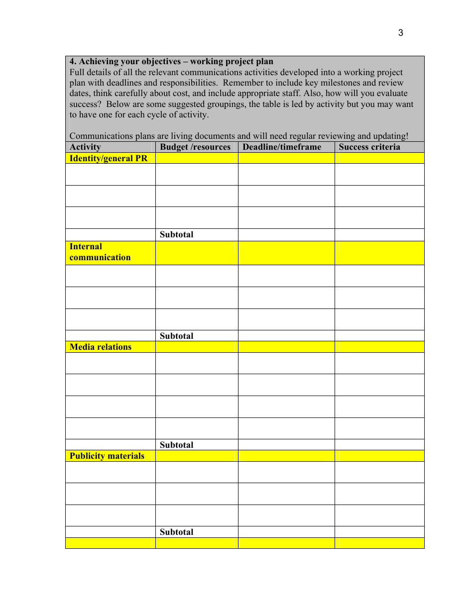 Communications Strategy - Template - Delaware, Page 3