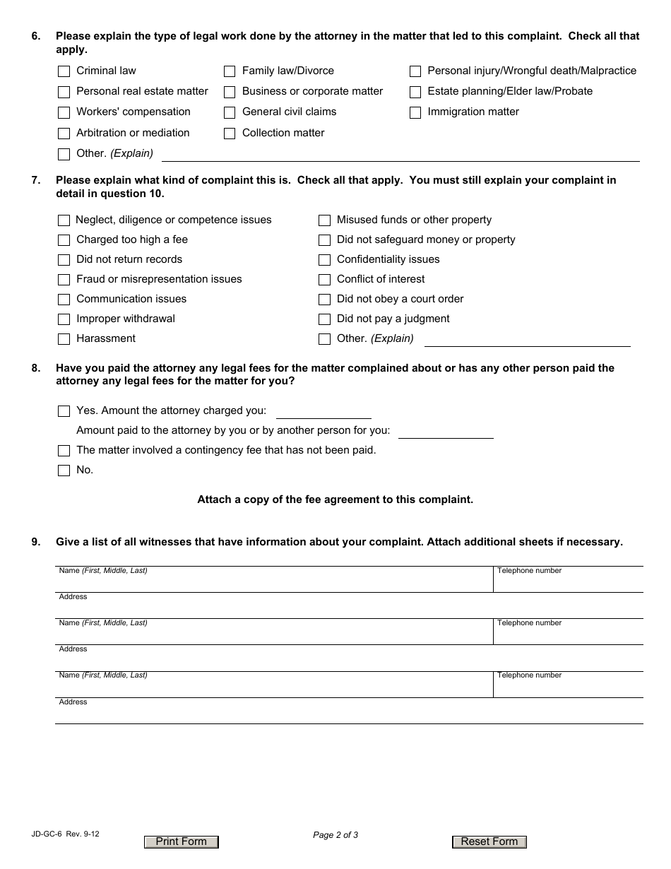 Form JD-GC-6 Complaint Against Attorney (Grievance Complaint) - Connecticut, Page 4