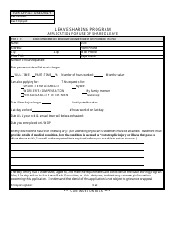 Application for Use of Shared Leave - Leave Sharing Program - Colorado