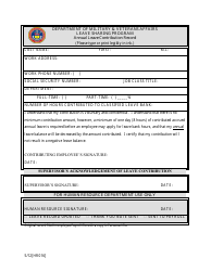 Form HR016 &quot;Annual Leave Contribution Record - Leave Sharing Program&quot; - Colorado