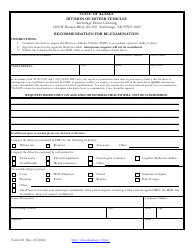 Document preview: Form 411 Recommendation for Re-examination - Alaska