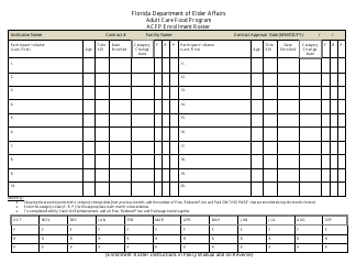 Document preview: Acfp Enrollment Roster - Adult Care Food Program - Florida