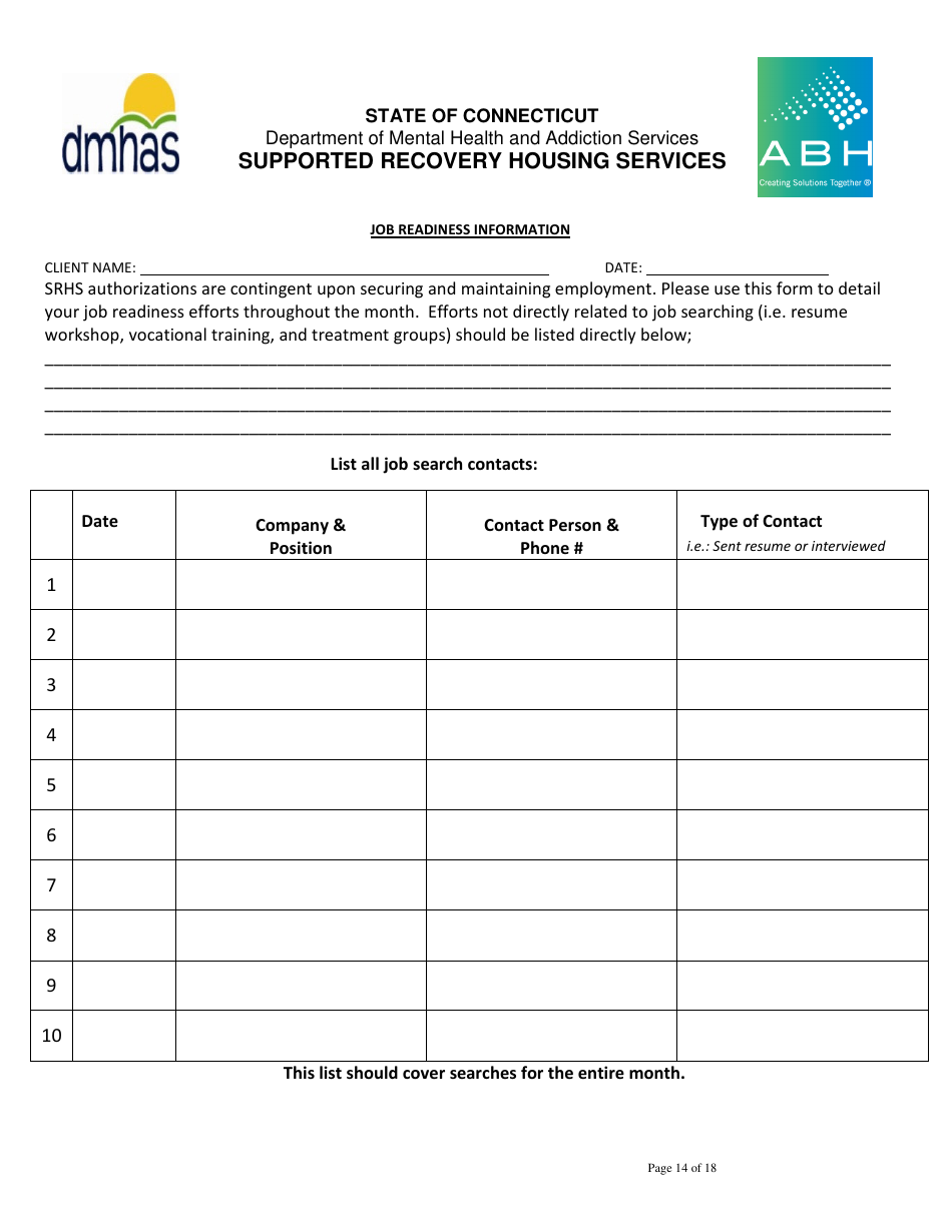 Supported Recovery Housing Services - Connecticut, Page 14