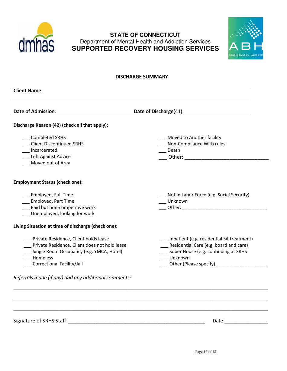 Supported Recovery Housing Services - Connecticut, Page 16
