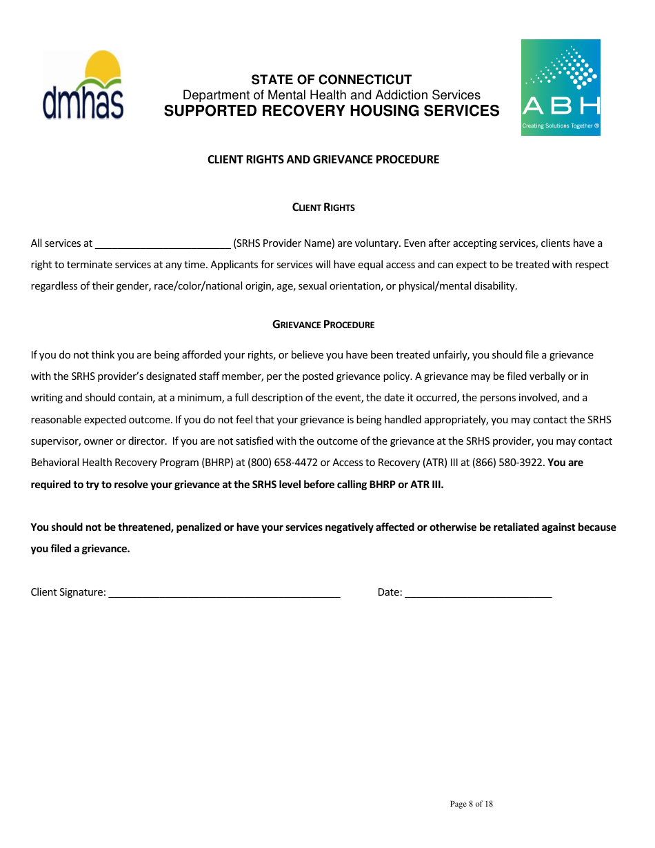 Supported Recovery Housing Services - Connecticut, Page 8