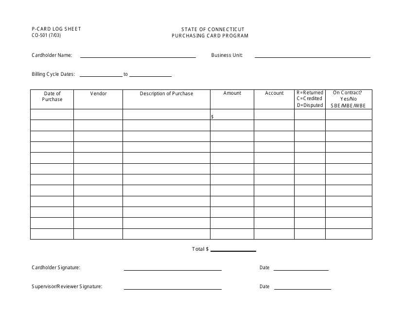 Form CO-501  Printable Pdf