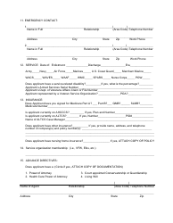 Form ASVH05-001 Veteran's Application for Admission - City of Tucson, Arizona, Page 2