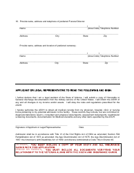 Form ASVH05-001 Veteran's Application for Admission - City of Tucson, Arizona, Page 3