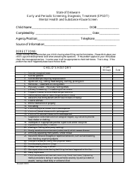 Document preview: Mental Health and Substance Abuse Screen Form - Early and Periodic Screening, Diagnosis, Treatment (Epsdt) - Delaware