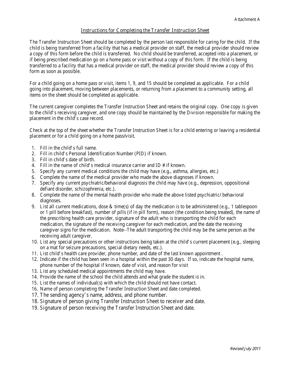 Attachment B Transfer Instruction Sheet - Delaware, Page 3
