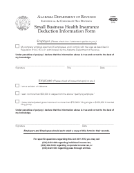 Document preview: Form 4020 Small Business Health Insurance Deduction Information Form - Alabama