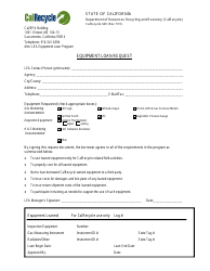 Document preview: Form CalRecycle640 Equipment Loan Request - California
