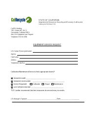 Document preview: Form CalRecycle720 Equipment Service Request - California