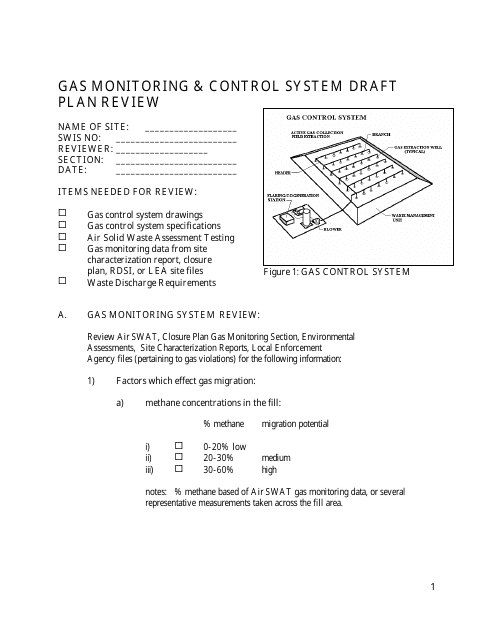 Gas Monitoring & Control System Draft Plan Review Form - California