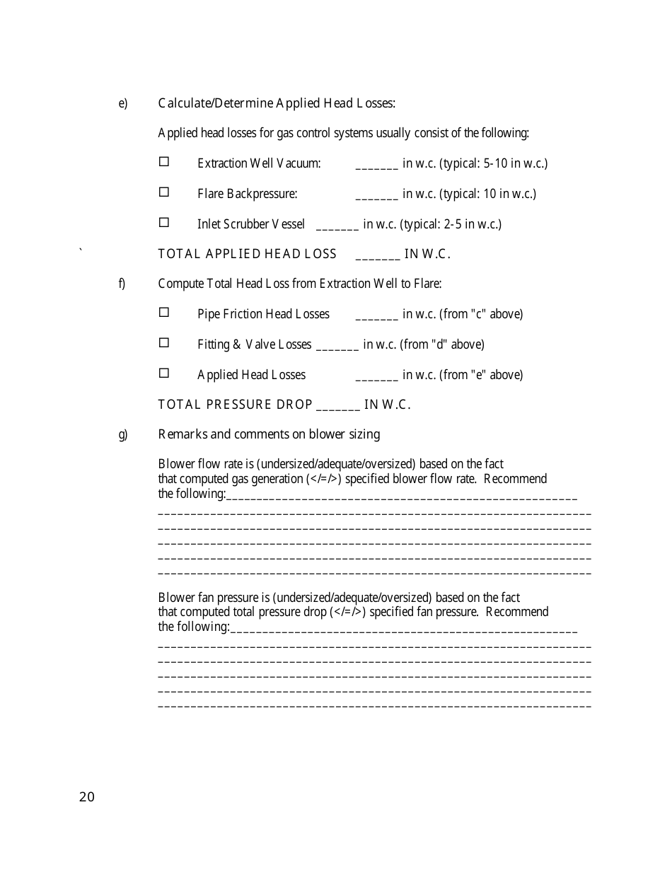 Gas Monitoring  Control System Draft Plan Review Form - California, Page 20