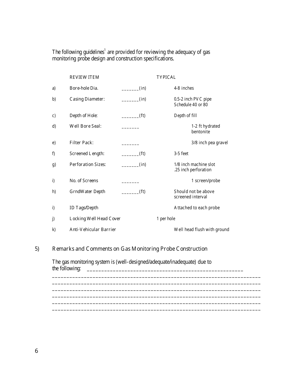 Gas Monitoring  Control System Draft Plan Review Form - California, Page 6