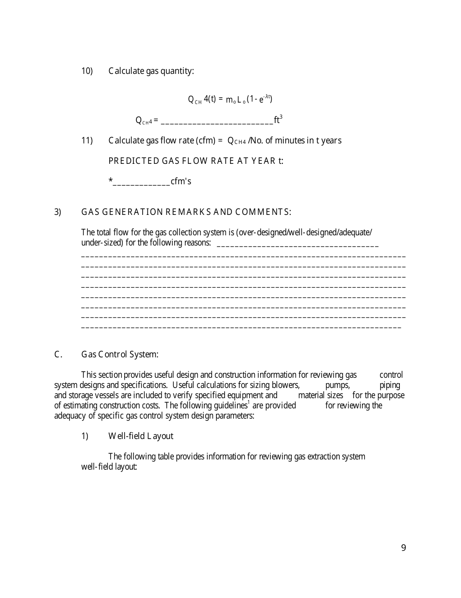 Gas Monitoring  Control System Draft Plan Review Form - California, Page 9