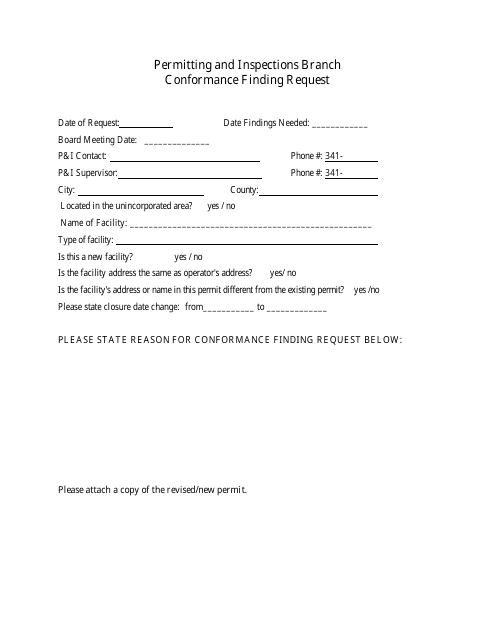 Conformance Finding Request Form - California