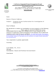 Document preview: Property Access Authorization for Investigation of Disposal Site - Cover Letter - California