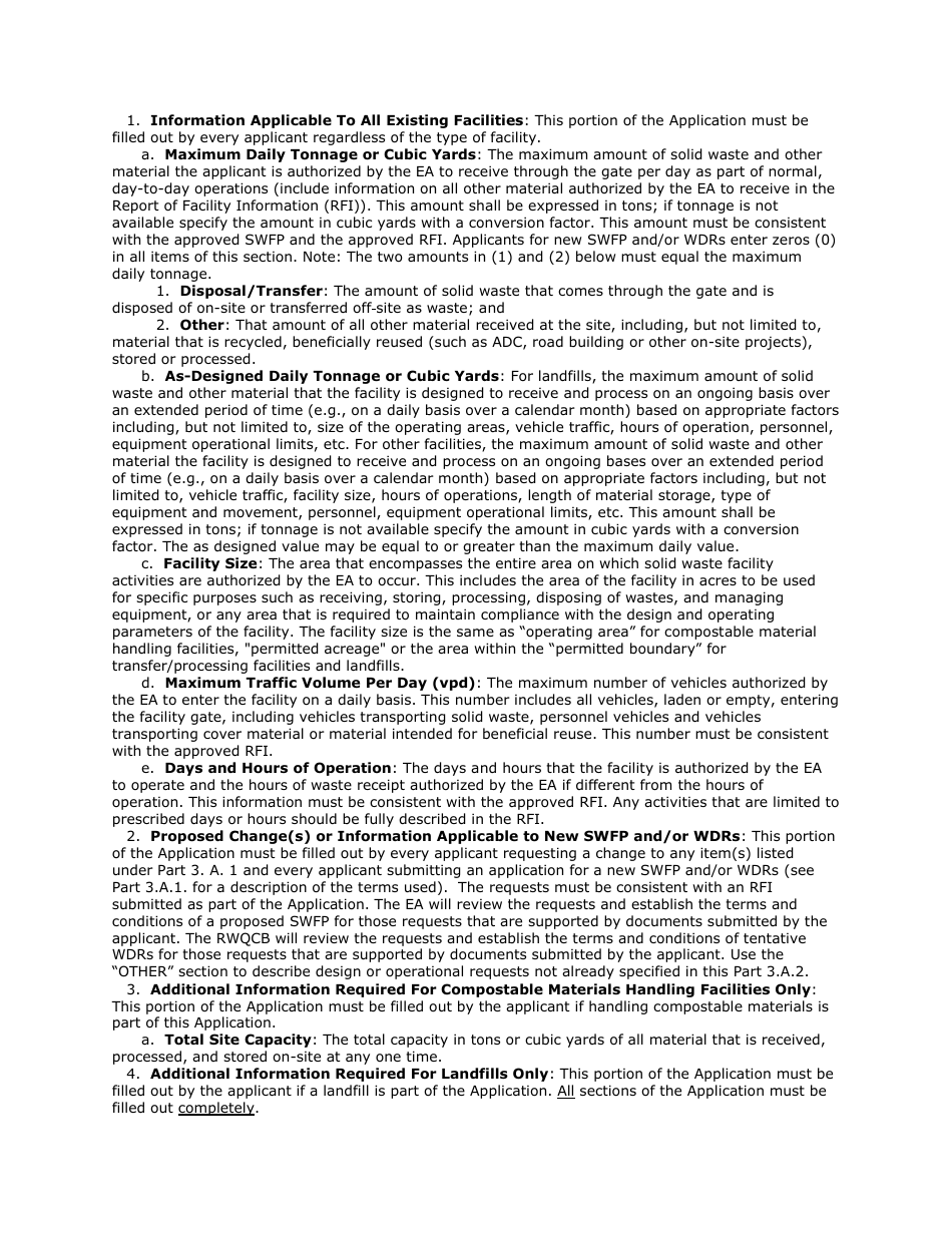 Instructions for Form CALRECYCLE E-1-77 Application for Solid Waste Facility Permit and Waste Discharge Requirements - California, Page 4