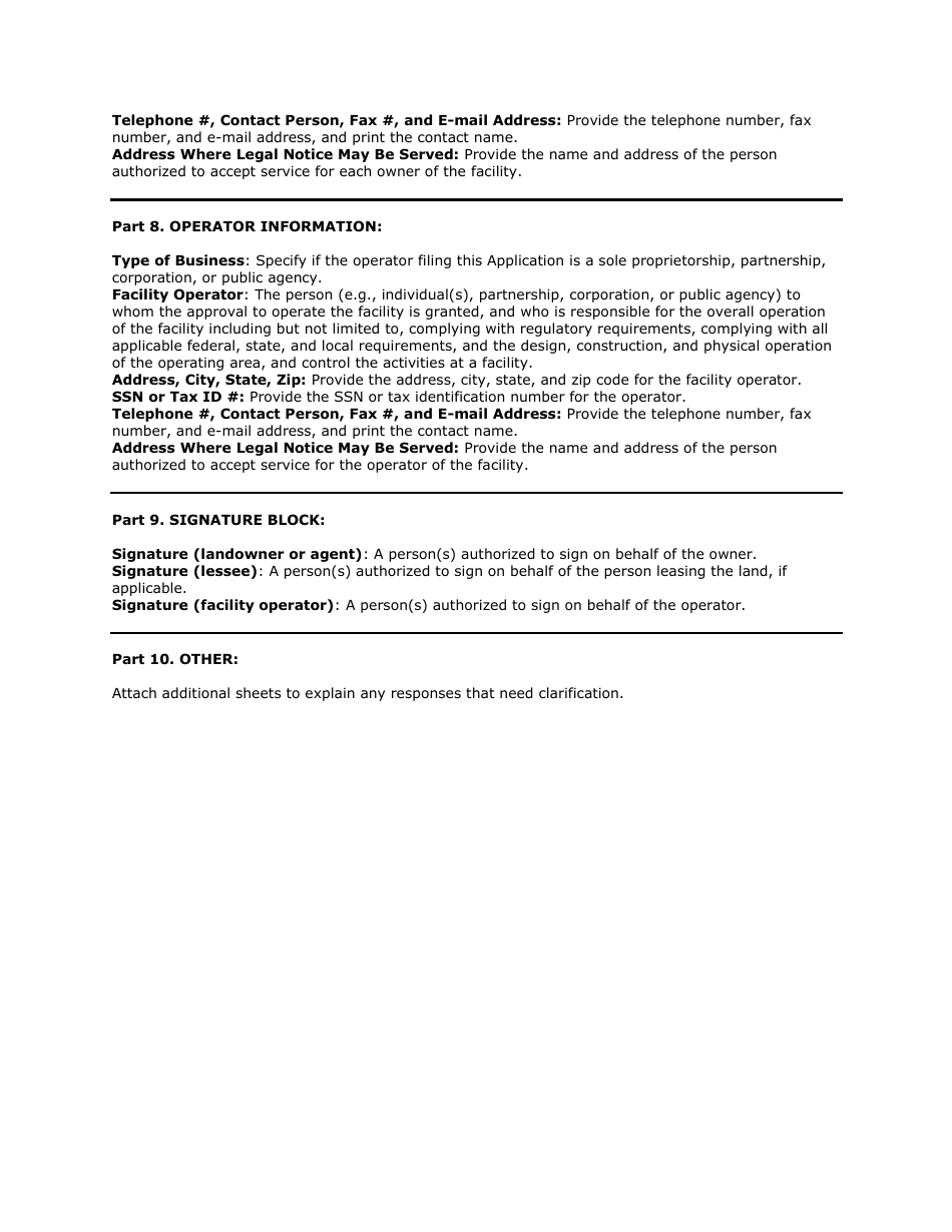 Instructions for Form CALRECYCLE E-1-77 Application for Solid Waste Facility Permit and Waste Discharge Requirements - California, Page 8