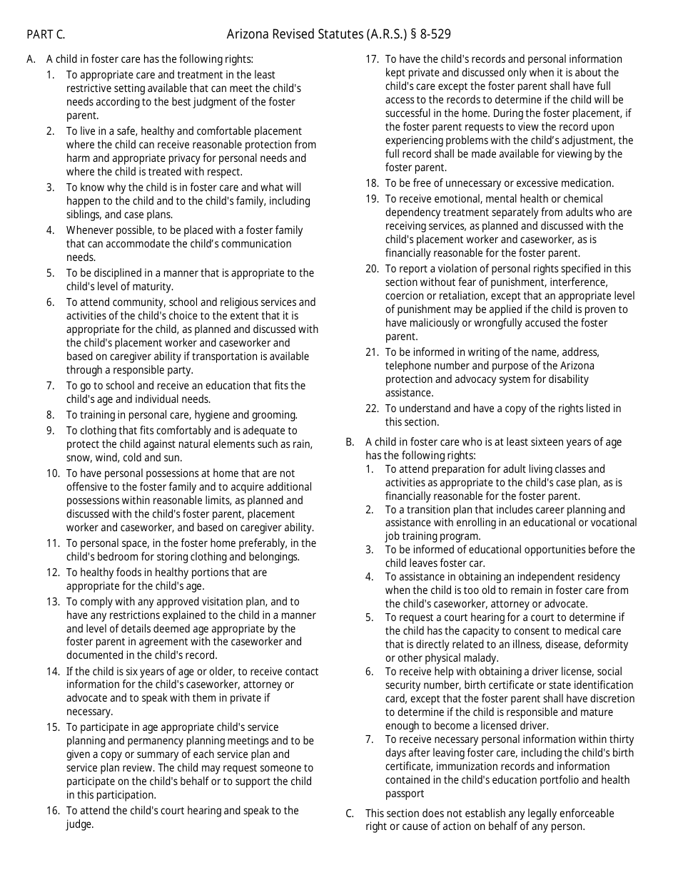 Form CSO-1141A Notice of Rights for a Child in out-Of-Home Care - Arizona, Page 4