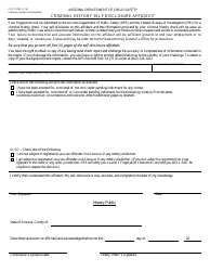 Form CSO-1229A Criminal History Self Disclosure Affidavit - Arizona