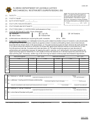 Document preview: DJJ Form ADSD-001 Mechanical Restraints Supervision Log - Florida