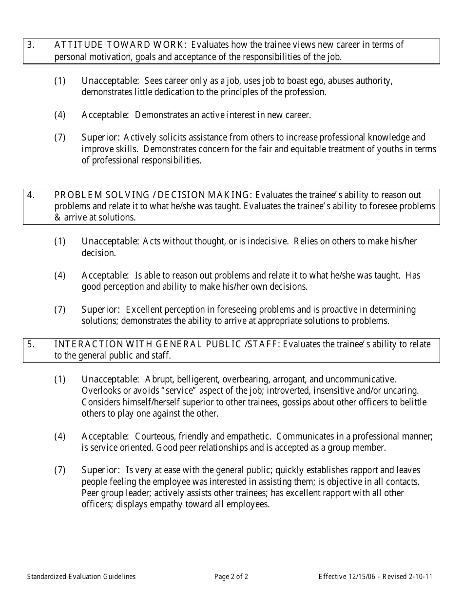 DJJ Form ADSD-21(A) Juvenile Probation Standardized Evaluation Guidelines - Florida, Page 2