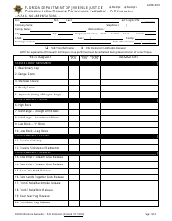 DJJ Form ADSD-0009 Protective Action Response Performance Evaluation - Par Instructors - Florida