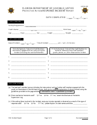 DJJ Form ADSD-005 Protective Action Response Incident Report - Florida