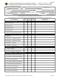DJJ Form ADSD-007 Protective Action Response Performance Evaluation - Contracted Facility Staff - Florida