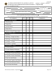 DJJ Form ADSD-008 Protective Action Response Performance Evaluation - Program Staff - Florida