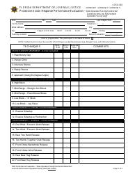 DJJ Form ADSD-006 Protective Action Response Performance Evaluation - State Operated Facility/Contracted Detention/ and Law Enforcement Operated Facility Staff - Florida