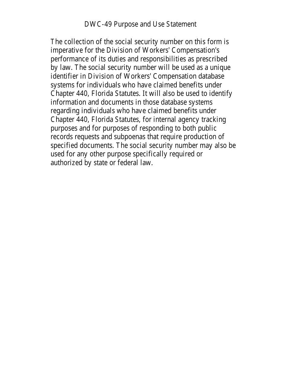 Form DFS-F2-DWC-49 Aggregate Claims Administration Change Report - Florida, Page 2