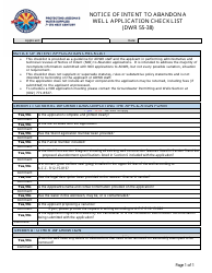 Document preview: Form DWR55-38 Notice of Intent to Abandon a Well Application Checklist - Arizona