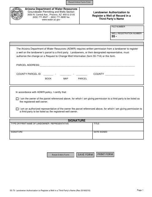 Form 55-73  Printable Pdf