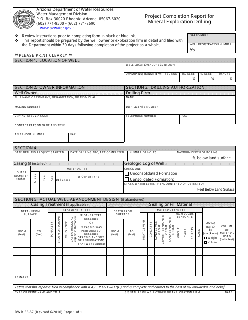 Form DWR55-57  Printable Pdf