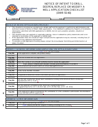 Document preview: Form DWR55-40 Notice of Intent to Drill, Deepen, Replace or Modify a Well Application Checklist - Arizona