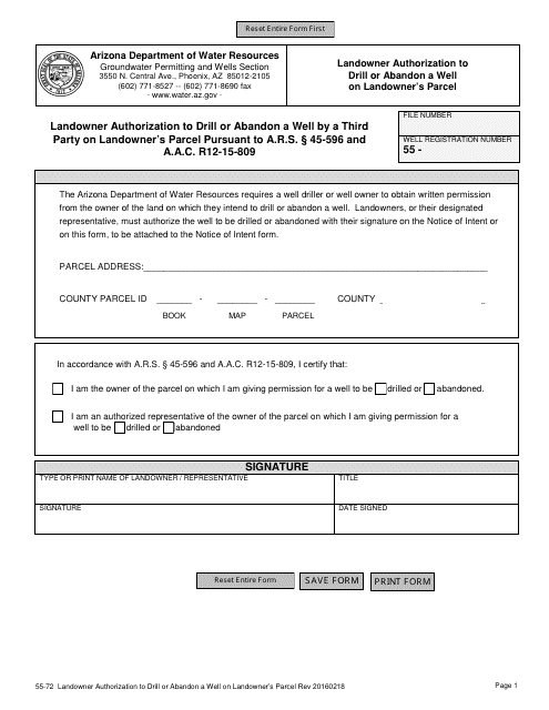 Form 55-72  Printable Pdf