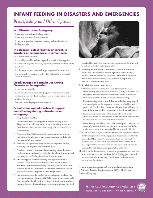 Breastfeeding and Other Options - American Academy of Pediatrics - Document Preview