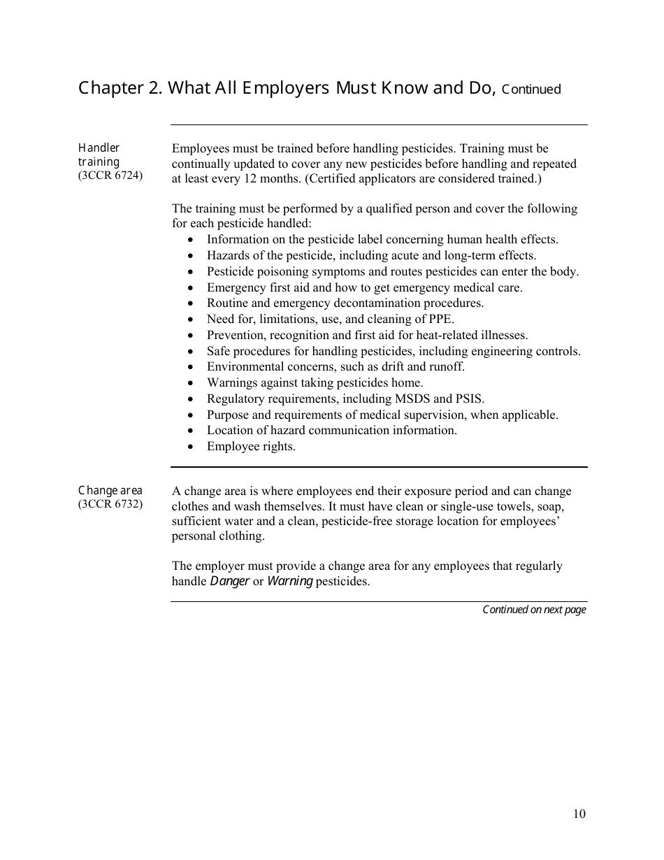 Pesticide Use Compliance Guide for Employers and Businesses - California, Page 10