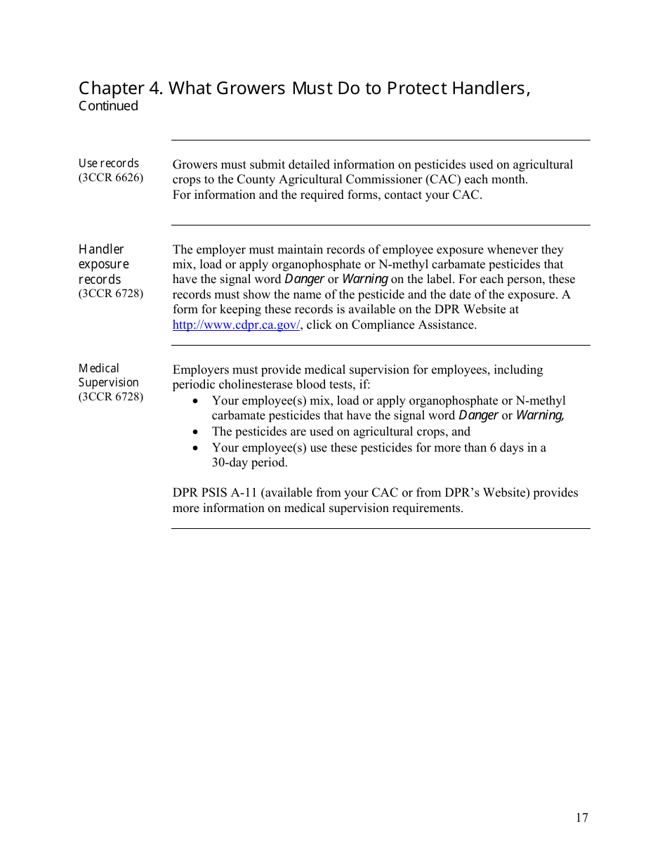 Pesticide Use Compliance Guide for Employers and Businesses - California, Page 17