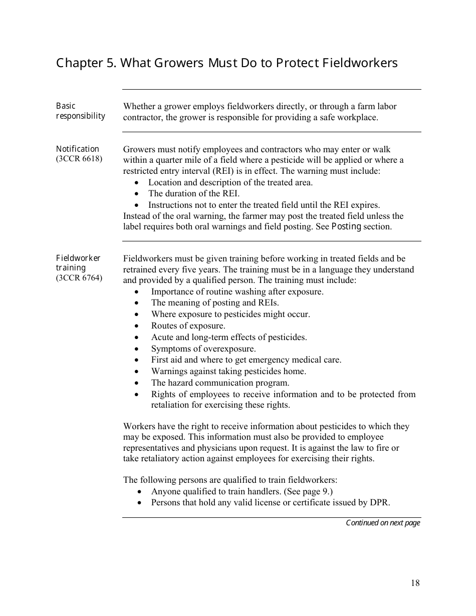 Pesticide Use Compliance Guide for Employers and Businesses - California, Page 18