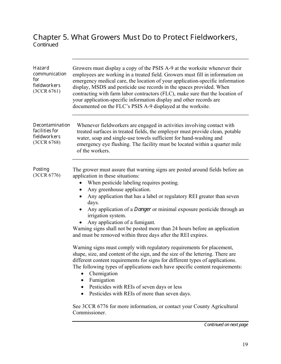 Pesticide Use Compliance Guide for Employers and Businesses - California, Page 19