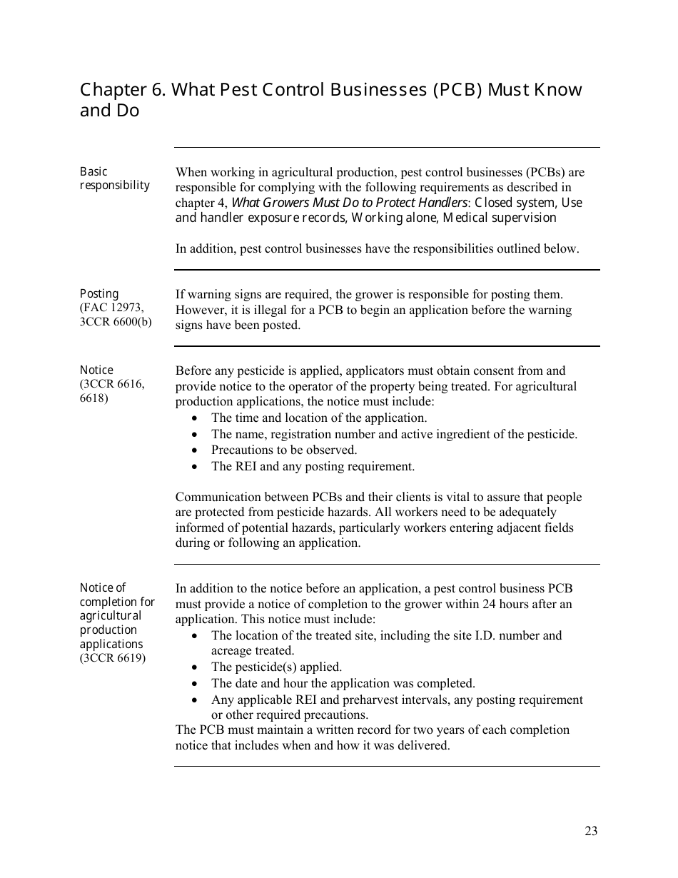 Pesticide Use Compliance Guide for Employers and Businesses - California, Page 23